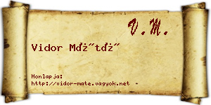 Vidor Máté névjegykártya